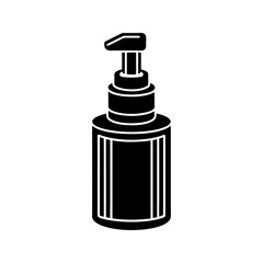 Black pump bottle icon isolated on transparent background