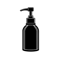 Black pump bottle dispenser icon isolated on transparent background