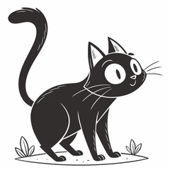 Flat Style Black Cat Clipart
