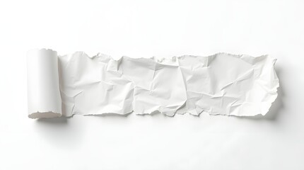Obraz premium Crumpled white paper roll on a clean surface, evokes creativity and innovation.