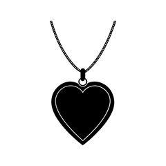 Heart shaped pendant necklace on chain isolated on transparent background