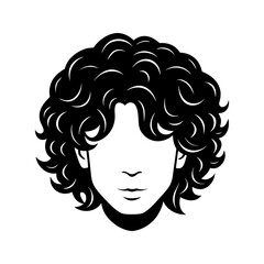 Man with curly hair illustration isolated on transparent background