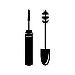 Mascara tube and wand icon isolated on transparent background