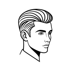 Profile of a man with slicked back hair isolated on transparent background