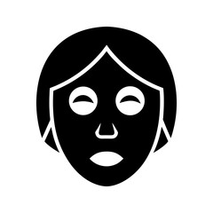 Woman face mask icon black silhouette isolated on transparent background