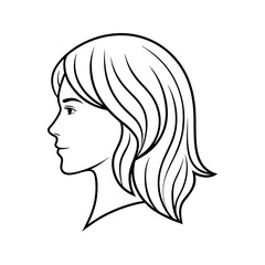 Woman profile line art illustration isolated on transparent background