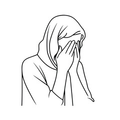 Illustration of a woman with hands covering face expressing sadness or grief