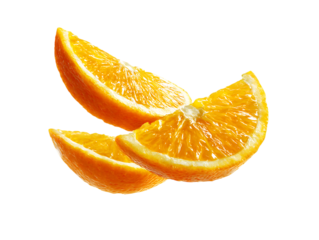 flying orange half slices on clipping path transprent