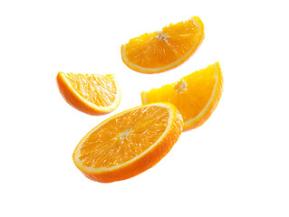 flying orange half slices on clipping path transprent