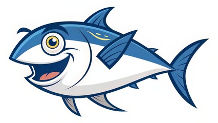 Fototapeta premium Modern Blue Icon for Guided Fishing Trips with Jumping Tuna Motif