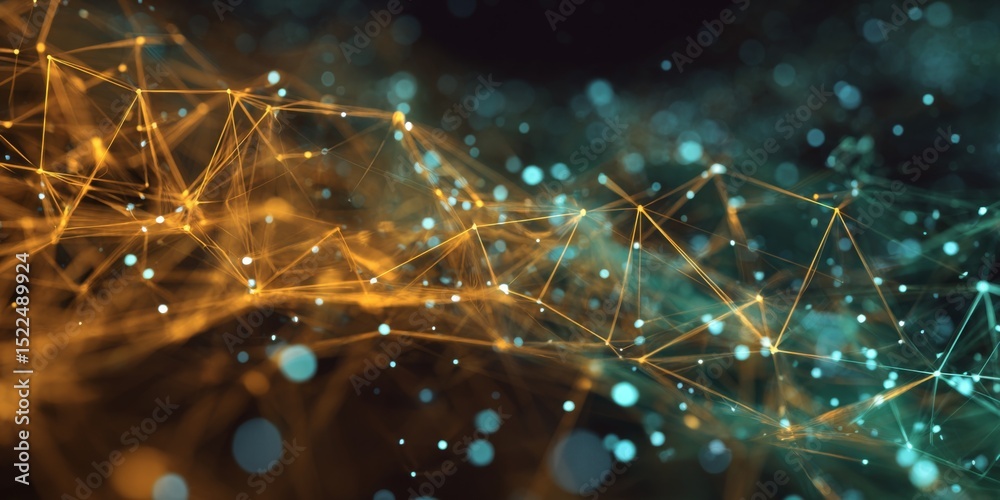 Leinwandbilder Colorful interconnected lines and nodes forming a dynamic abstract network structure, capturing the essence of connection and complexity in technology and science