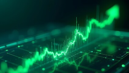 A dynamic, ultra-realistic digital composition symbolizing bull market growth, featuring green arrows, charts, and financial elements in a clean, futuristic style. AI-Generated.

