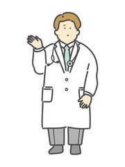 説明をする男性医師のイラスト