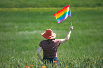 Rainbow, parade and lgbt awareness, inclusion and celebrate with sexuality