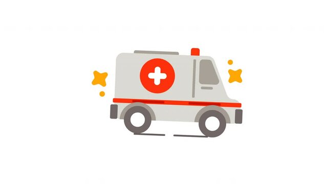 Medical emergency response symbolized by a white ambulance with a red cross. Suitable for healthcare, ambulance services, emergency response materials