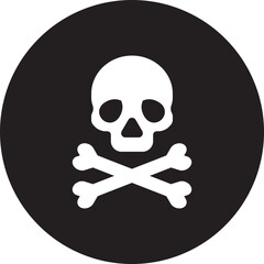 Caution Sign Featuring Skull and Crossbones in Bright Yellow Triangle with Black Icon