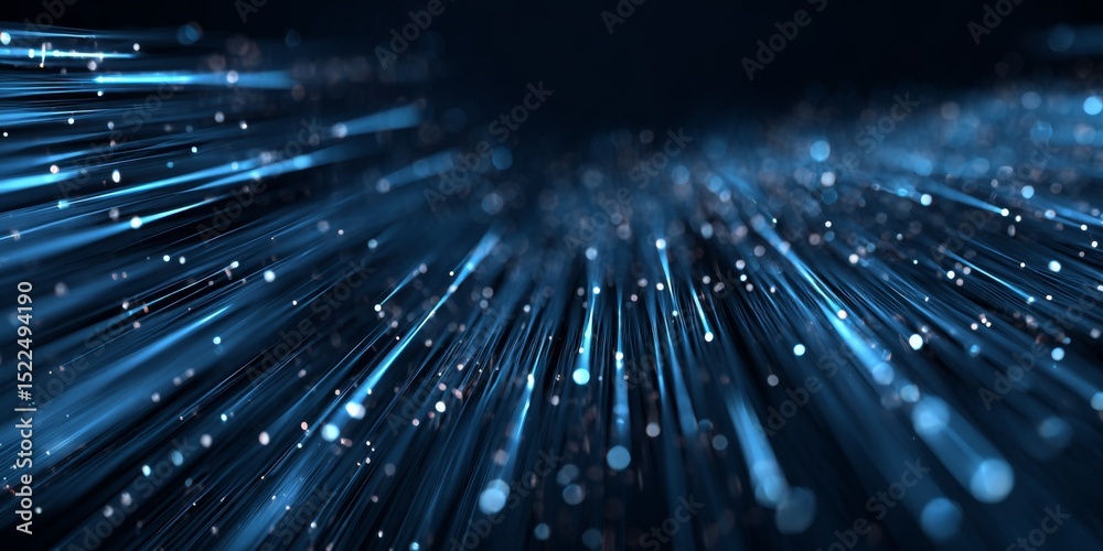 Leinwandbilder Explore a visually stunning abstract digital background that showcases glowing blue data streams and lines, symbolizing technology and innovation within the cyber space.