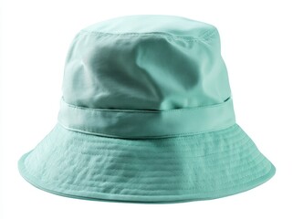 Fototapeta premium Mint green bucket hat isolated on white background, front view fashion accessory photography 