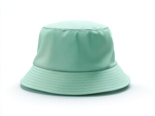 Mint green bucket hat isolated on white background, front view fashion accessory photography
