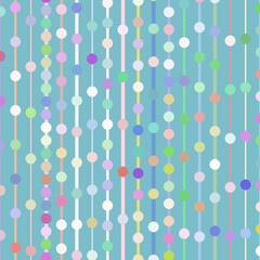 A Delightful Array of Pastel-Colored Circles Arranged in Vertical Lines on a Light Blue Background, Creating a Playful and Elegant Seamless Pattern.