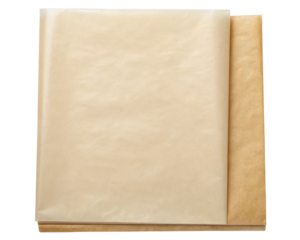 Sheet of parchment paper ideal for baking and cooking on a transparent background