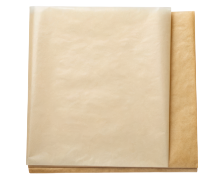 Sheet of parchment paper ideal for baking and cooking on a transparent background
