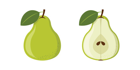 Pear icon in flat style. Fresh fruit vector illustration on isolated background. Fresh pear sign business concept.
