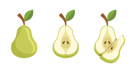 Pear icon set collection in flat style. Fresh fruit vector illustration on isolated background. Fresh pear sign business concept.