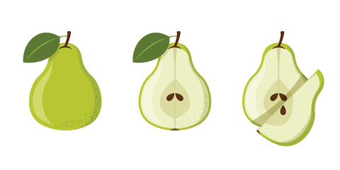 Pear icon set collection in flat style. Fresh fruit vector illustration on isolated background. Fresh pear sign business concept.