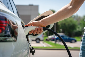 Electric car charging in the city as alternative transport