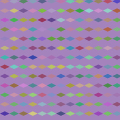 A captivating array of multicolored diamonds arranged in diagonal rows against a muted purple backdrop, creating a mesmerizing visual pattern.