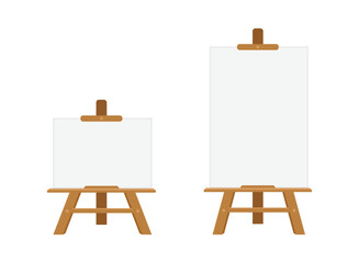 Fototapeta na wymiar Painting easel icon in flat style. Canvas vector illustration on isolated background. Artistic paper sign business concept.