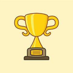 Trophy cup icon in flat style. Award prize vector illustration on isolated background. Champion sports event sign business concept.