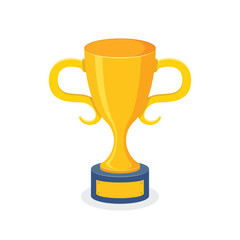 Trophy cup icon in flat style. Award prize vector illustration on isolated background. Champion sports event sign business concept.