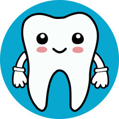 Dental care logo vector illustration with tooth, teeth and toothpaste