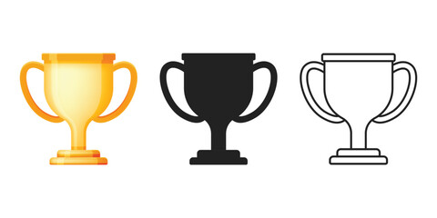 Trophy cup icon set collection in flat style. Award prize vector illustration on isolated background. Champion sports event sign business concept.