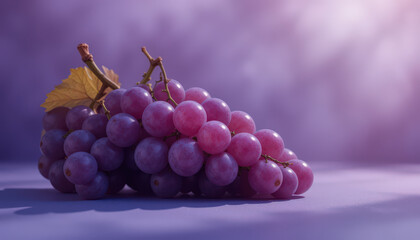 Fresh purple grape on purple background with beautiful light effect