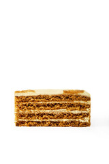 A Deliciously Layered Cake Slice Beautifully Presented on a Pure