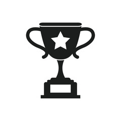 Trophy cup icon in flat style. Award prize vector illustration on isolated background. Champion sports event sign business concept.