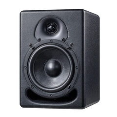 Black studio speaker isolated on transparent background