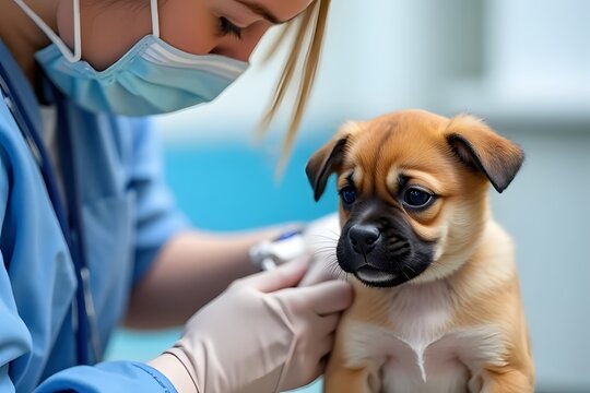 veterinarian with dog
