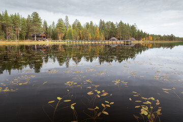 Autumnal lake scenery in Sweden