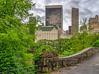 Gapstow Bridge in Central Park in late spring