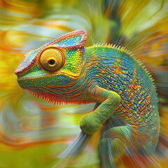 Obraz premium chameleon, reptile, illustration, background, creature, nature, wildlife, animal, pet, wild, colorful, exotic