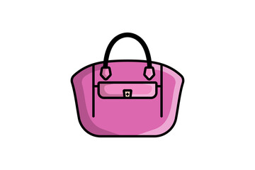 Stylish Leather Bag Vector Icon Illustration. Luxury Icon Concept Isolated Premium Vector. Flat Cartoon Style 
