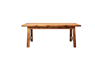 Simple wooden table isolated on transparent background. Perfect for rustic or minimalist design. background removed