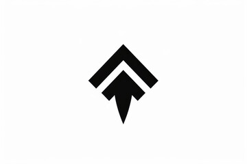 Minimal black arrow pointing upward icon geometric design bold lines modern style isolated on white background simple and clean abstract symbol graphic creative direction