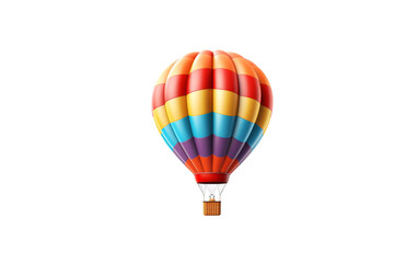 A colorful hot air balloon floats against a transparent background, ready for adventure. background...