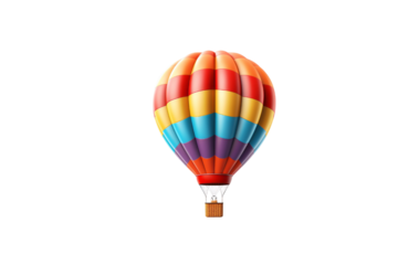 A colorful hot air balloon floats against a transparent background, ready for adventure. background removed