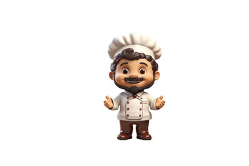 A cheerful 3D cartoon chef welcomes you with open arms, ready to serve delicious food. background removed